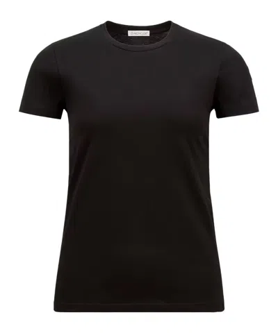 Moncler Cotton Ribbed Crewneck Short-sleeve T-shirt In Black