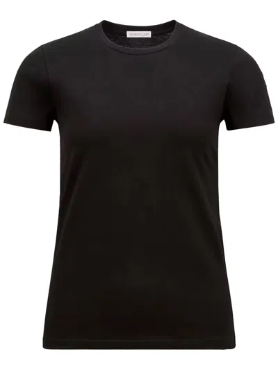 Moncler Logo Patch Cotton Jersey T-shirt Clothing In Black