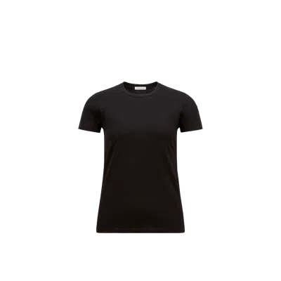 Moncler T-shirt En Coton De Jersey À Empiècement Logo, Femme, Noir, Taille: Xs In Black