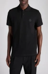 Moncler Polo Shirt With Short Sleeves And Collar In Black