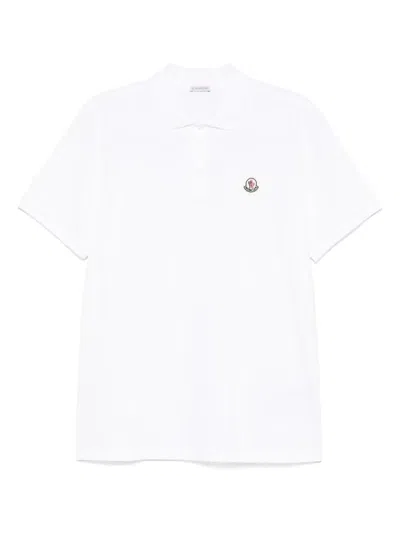 Moncler Logo Patch Cotton Pique Polo Shirt Clothing In White