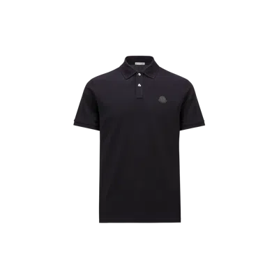 MONCLER LOGO PATCH COTTON PIQUET POLO SHIRT BLUE