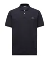 Moncler Logo Patch Cotton Piquet Polo Shirt In Blue