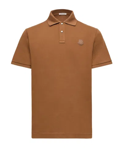 Moncler Logo Patch Cotton Piquet Polo Shirt In Multi