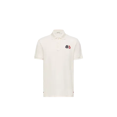 Moncler Polo En Piqué De Coton À Empiècement Logo, Homme, Blanc, Taille: Xs In White