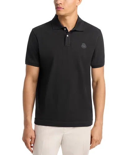 Moncler Logo Patch Cotton Piquet Polo Shirt In Black