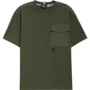 Moncler Logo Patch Cotton Pocket T-shirt In Amber Toned Olive