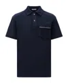 Moncler Logo-patch Cotton Polo Shirt In Blue