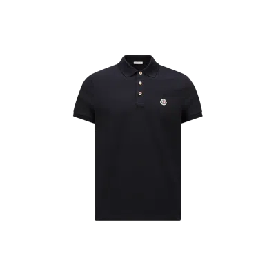 MONCLER LOGO PATCH COTTON POLO SHIRT, MEN, BLUE, SIZE: XS