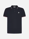 Moncler Dark Blue Logo Patch Polo Shirt In Blue