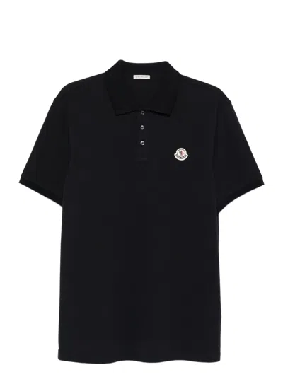 Moncler Polo Shirt With Regular Fit And Mother-of-pearl Buttons In Black