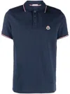 Moncler Logo-patch Cotton Polo Shirt In Blue