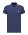 Moncler Logo Cotton Piquet Polo Shirt In Blue