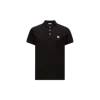 Moncler Tricolour Trimmed Cotton Polo Shirt In Black