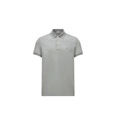 Moncler Polo En Coton À Empiècement Logo, Homme, Gris, Taille: Xs In Gray