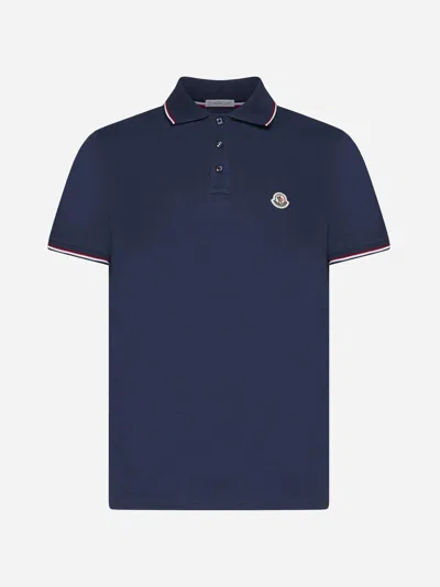 Moncler Logo-patch Cotton Polo Shirt In Multi