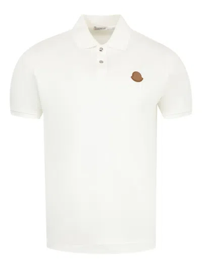 Moncler Logo-patch Cotton Polo Shirt In White