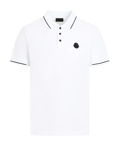 Moncler Logo-patch Cotton Polo Shirt In White