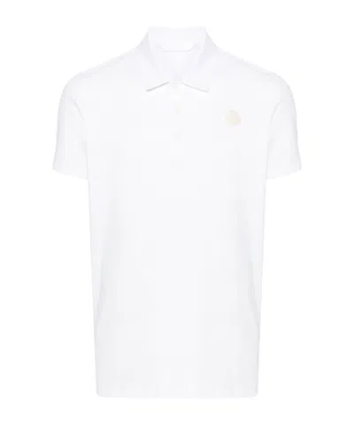 Moncler Logo-embossed Cotton Polo Shirt In White