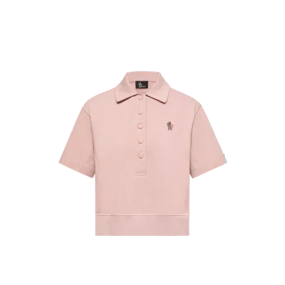 Moncler Polo En Coton À Empiècement Logo, Femme, Rose, Taille: S In Pink