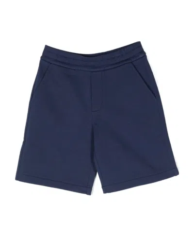 Moncler Logo-patch Cotton Shorts In Blue