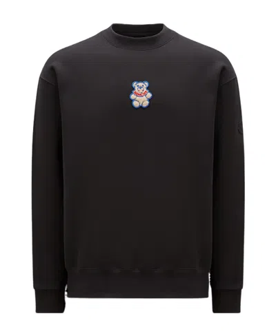Moncler Logo-patch Cotton Sweatshirt In Black