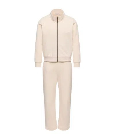 Moncler Logo Patch Cotton Tracksuit Set In Neutral