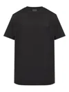 Moncler Crew Neck Cotton T-shirt With Tone-on-tone Logo Details In Black