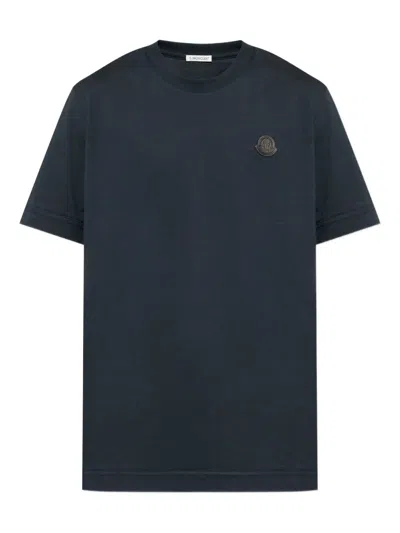 Moncler Logo-patch Cotton T-shirt In Blue