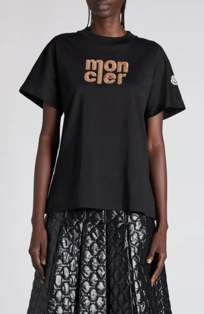 Moncler Logo Patch Cotton T-shirt In Black