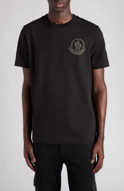 Moncler Logo Patch Cotton T-shirt In Black