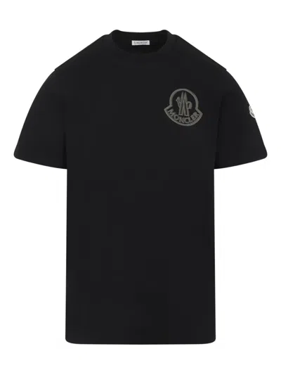 Moncler Logo Embroidered Crew Neck T-shirt Patch In Black