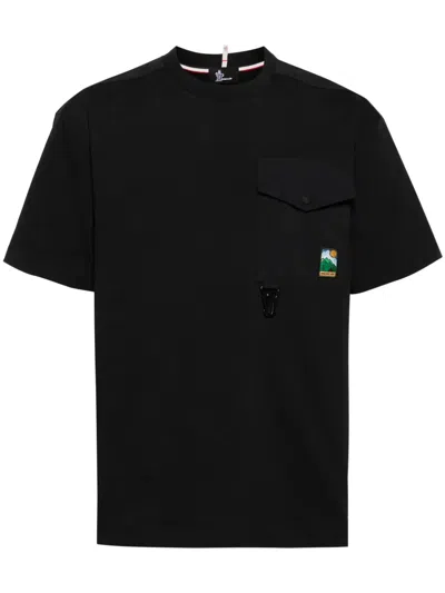 Moncler Logo-patch Cotton T-shirt In Black