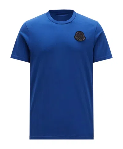 Moncler Logo-patch Cotton T-shirt In Blue