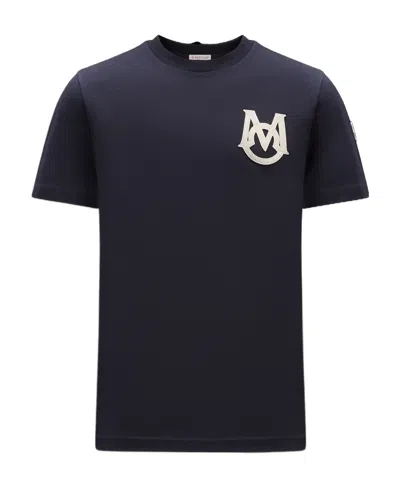 Moncler Logo Cotton Jersey T-shirt In Black