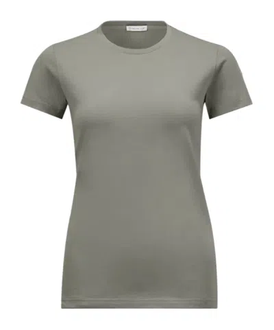 Moncler Logo-patch Cotton T-shirt In Brown