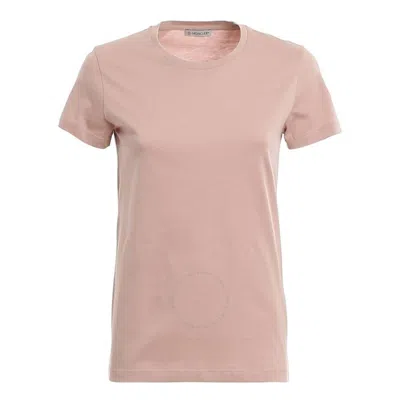 MONCLER MONCLER LOGO PATCH COTTON T-SHIRT IN PINK