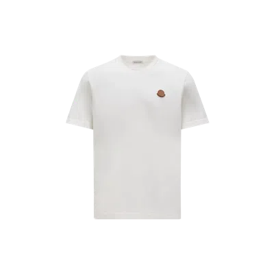 MONCLER LOGO PATCH COTTON T-SHIRT, MEN, WHITE, SIZE: XXL