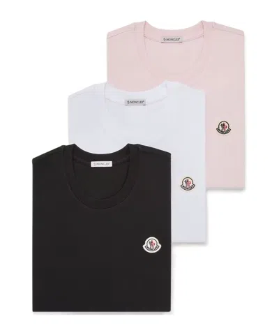 Moncler Logo Patch Cotton T-shirt (pack Of Three) In Multi