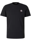 Moncler Three-pack Black Logo Patch Cotton T-shirts In Blue