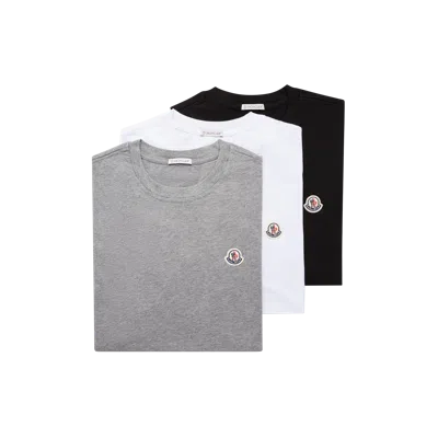 Moncler Logo Patch Cotton T-shirt (pack Of Three) Multicolor In Multicolour