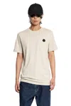 Moncler Cotton Jersey T-shirt With Contrasting Logo Patch In Neutral