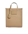 Moncler Alanah Leather-trimmed Canvas Tote Bag Beige In Neutral