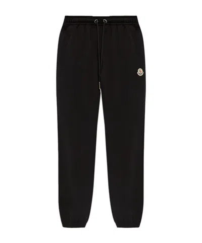 Moncler Logo-patch Cotton Track Pants In Black
