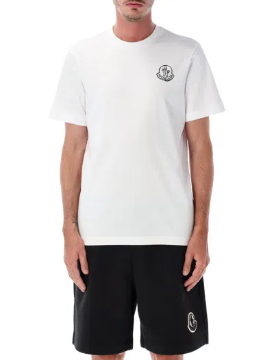 Moncler Logo Patch Cotton T-shirt In Bianco