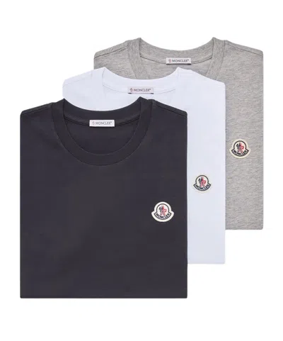 Moncler Logo Patch Cotton T-shirt (pack Of Three) In Multi