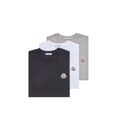 Moncler Logo Patch Cotton T-shirt (pack Of Three), Women, Multicolor, Size: Xs In Black