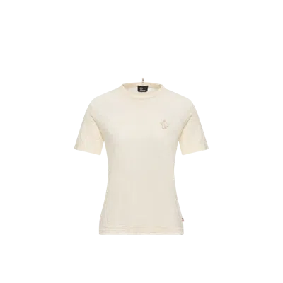 Moncler T-shirt En Coton À Empiècement Logo, Femme, Blanc, Taille: Xs In Neutral