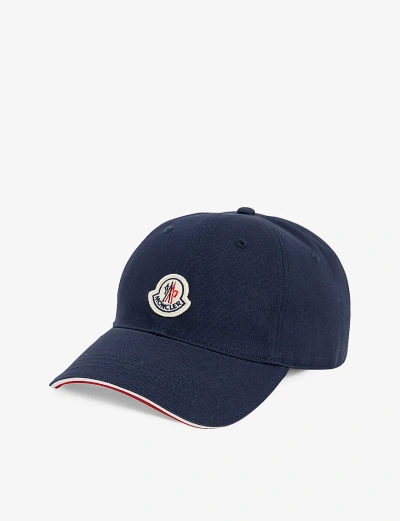 Moncler Logo-patch Cotton-twill Baseball Cap In Navy