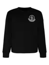 Moncler Logo-patch Crew-neck Cotton Sweatshirt In Black